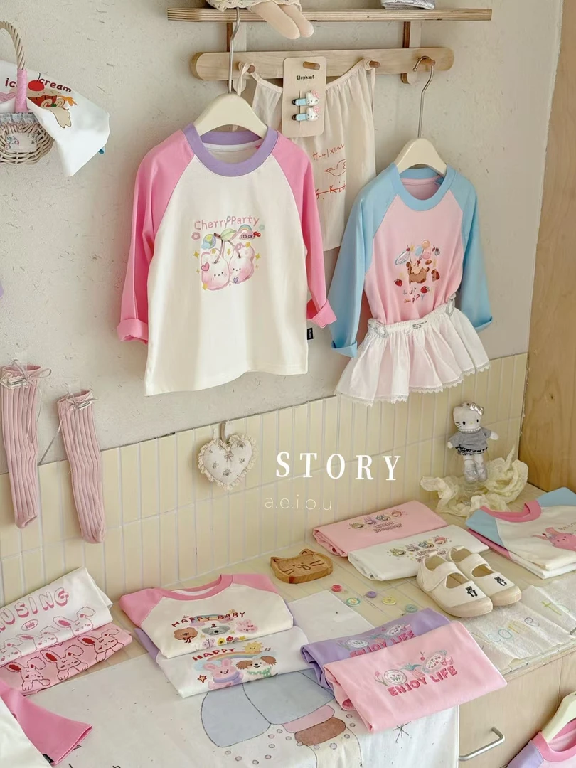 女童T恤长袖秋款童装25年新款休闲纯棉圆领上衣