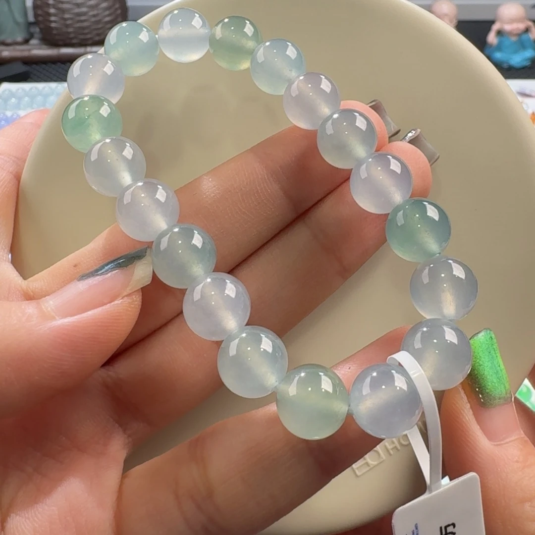 翡翠手链未镶嵌高冰幻彩手串卡10 纯！强推！