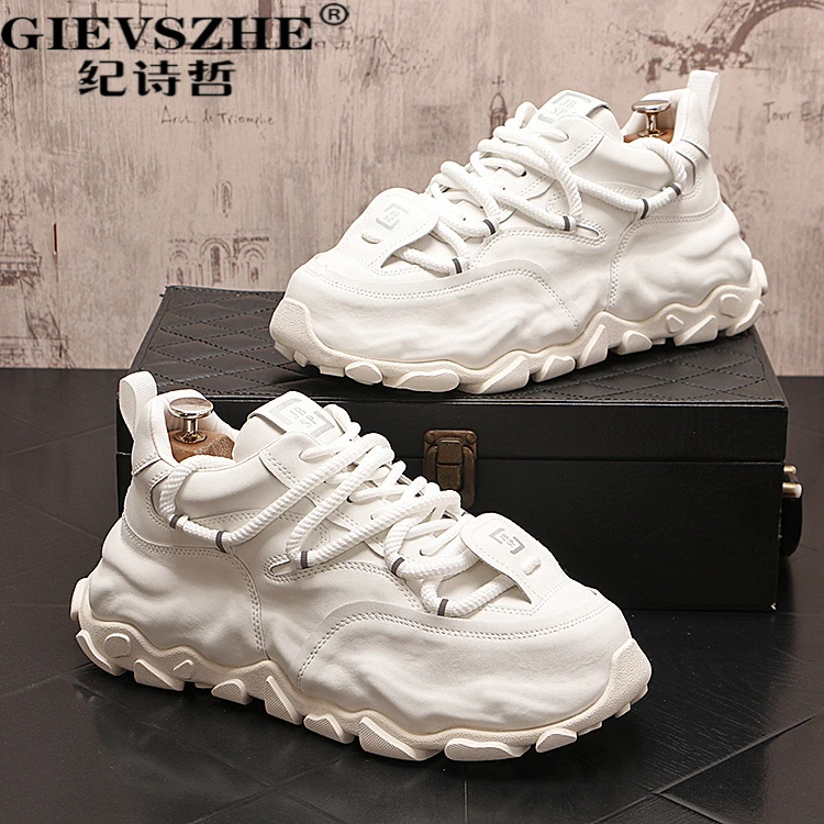纪诗哲老爹鞋男秋季新款厚底增高运动休闲鞋韩拼接网面增高运动鞋