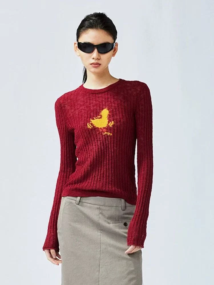 UOOYAA/乌丫2025春季新款动感“I”鸭套头毛衫1599