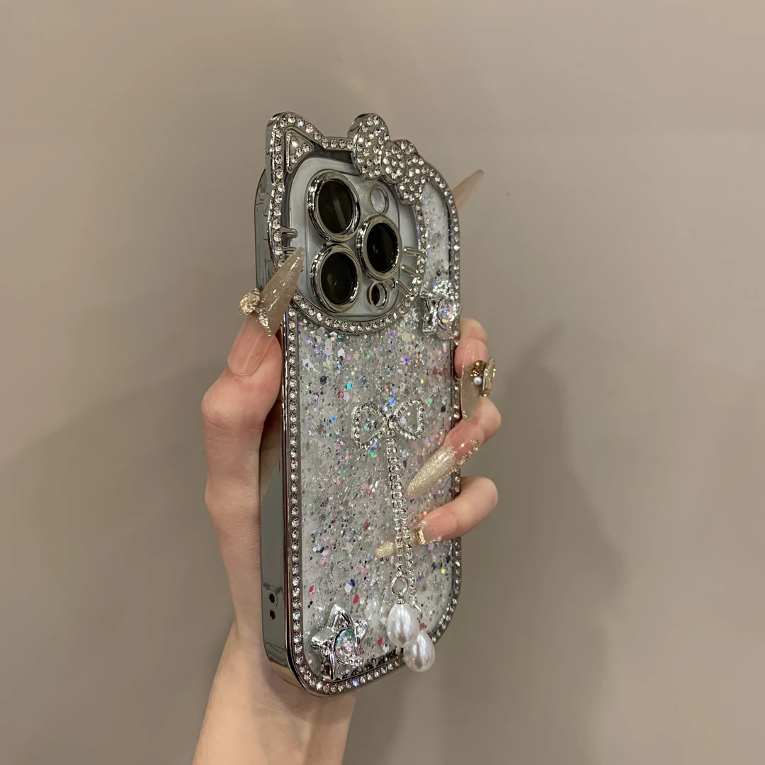 高级水钻流苏适用iPhone16promax手机壳苹果15/13/14闪粉11镜头12