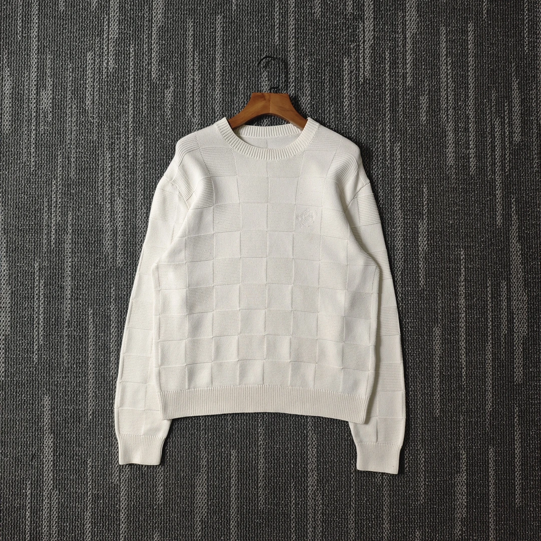 95新 LouisVuitton/路易威登 FW22棋盘格缝线圆领针织衫/S码/3287