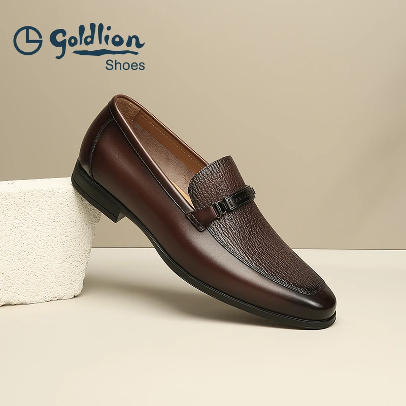 金利来男鞋2025秋季超轻透气鲨鱼纹一脚套乐福鞋休闲男士商务皮鞋