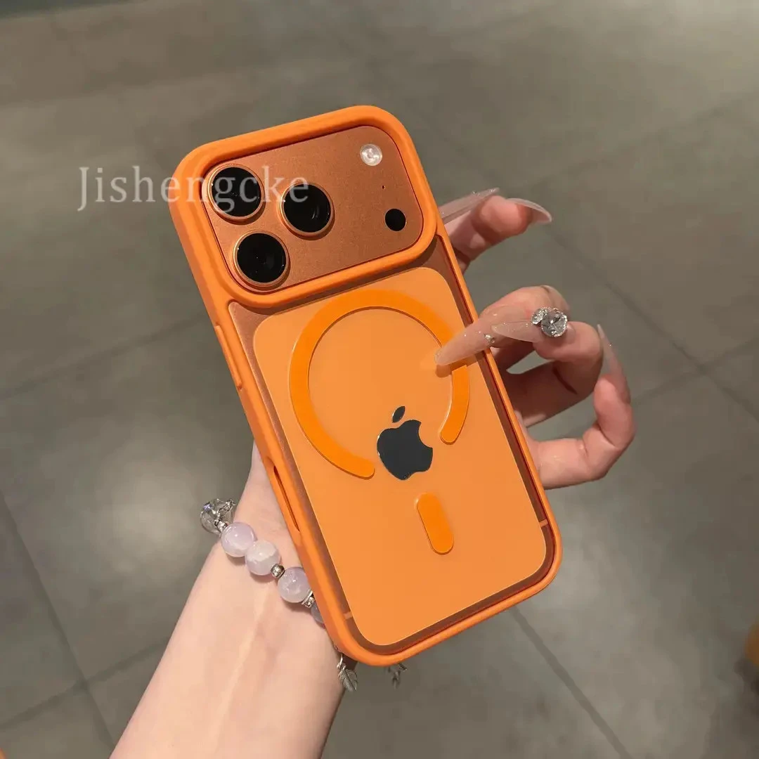 爆款简约磁吸适用苹果16/17promax手机壳15/14透明时尚防摔保护套