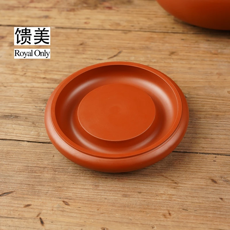 【馈美】全手工潮州朱泥壶承壶垫章林浩手拉厚重圆形隔热工夫茶具