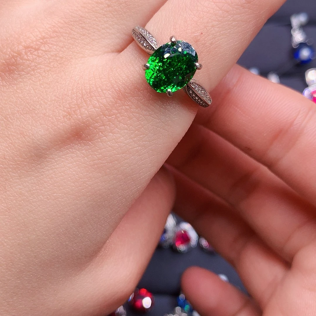 碧玺戒指银S925镶嵌