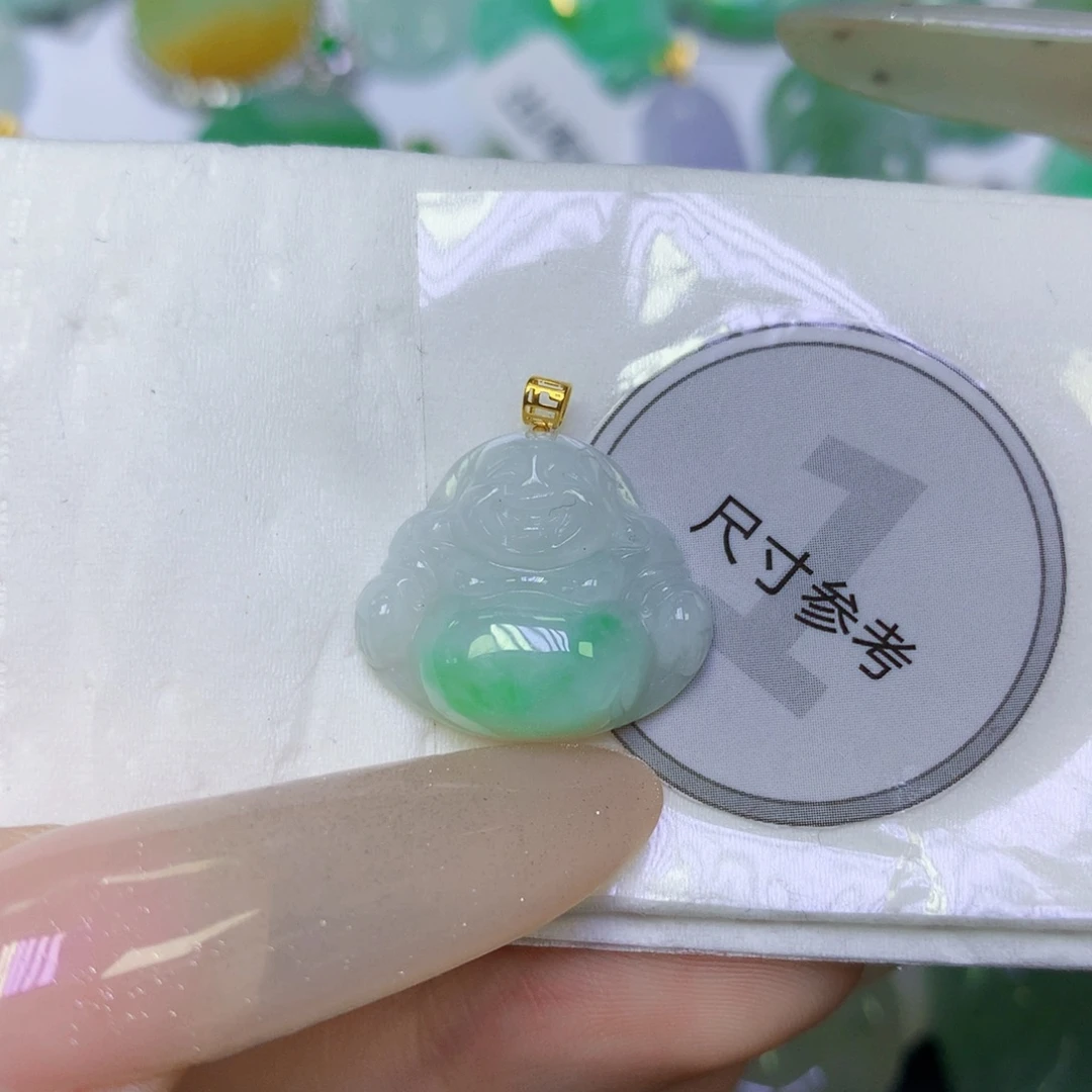 翡翠18K金镶嵌颈饰天然缅甸翡翠a货百元以上9元证书费自理
