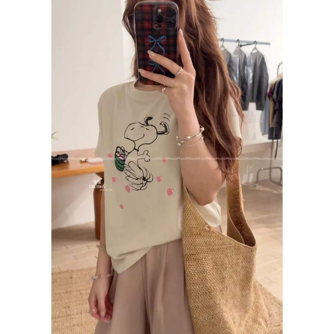 【mooi】'史努比'春夏新款韩版ins风小众设计感T恤