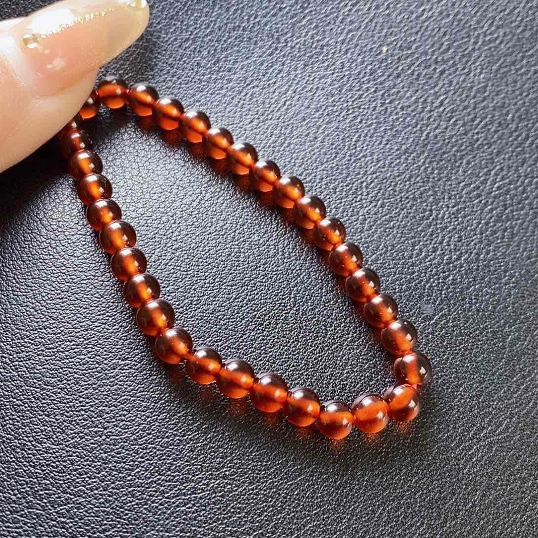 石榴石手链未镶嵌5.0 单圈橙红