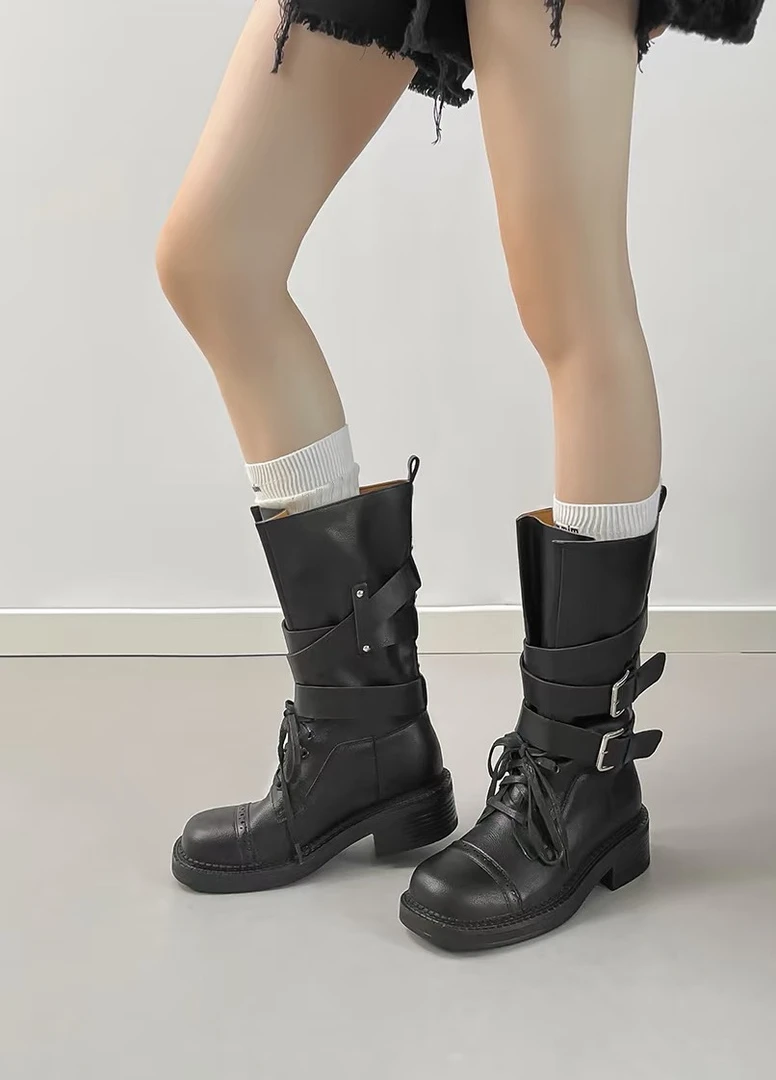 深圳南油高版本6909-506时装款牛皮显腿长骑士靴