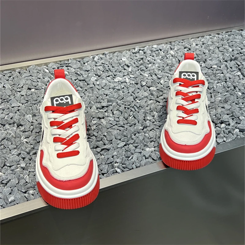 男鞋2025春季新款潮流系带轻便网面厚底低帮运动休闲鞋男士老爹鞋