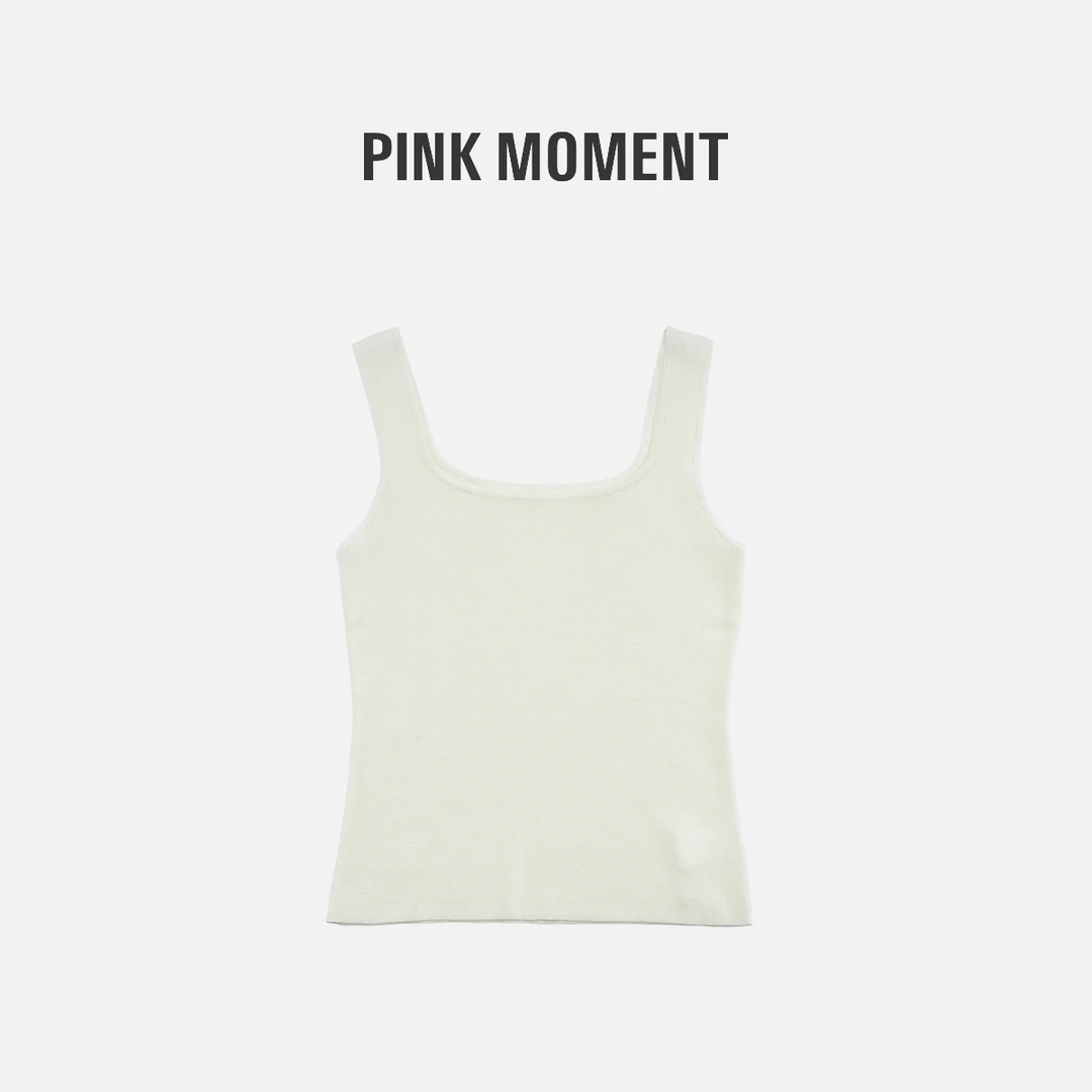 PM王囡囡 白色方领莱赛尔吊带背心 ND1A0034