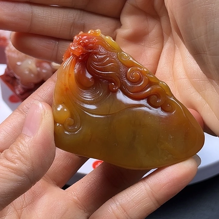 顺***0寿山石手把件把玩件