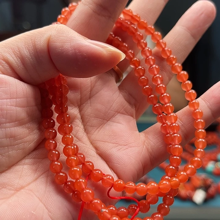 未镶嵌保山冷水河圆珠多圈4mm南红玛瑙