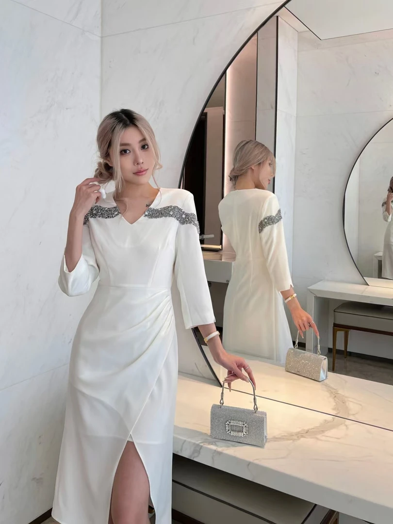 2025秋新款轻奢法式气质优雅女神连衣裙