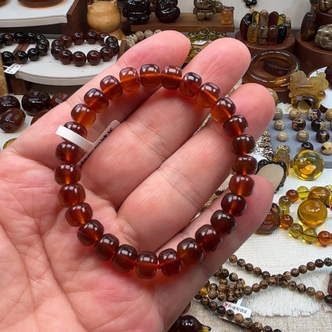 琥珀未镶嵌手链老型棕珀紫罗兰卡8