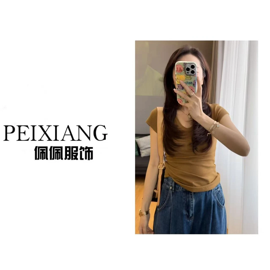 佩佩WA 【多色U领T】T恤 T18021 6046027休闲夏季时尚百搭纯色