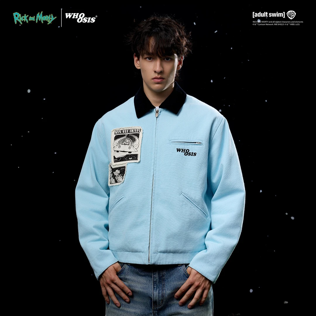 【Rick and Morty官方联名】WHOOSIS贴布印花底特律夹克时尚潮流