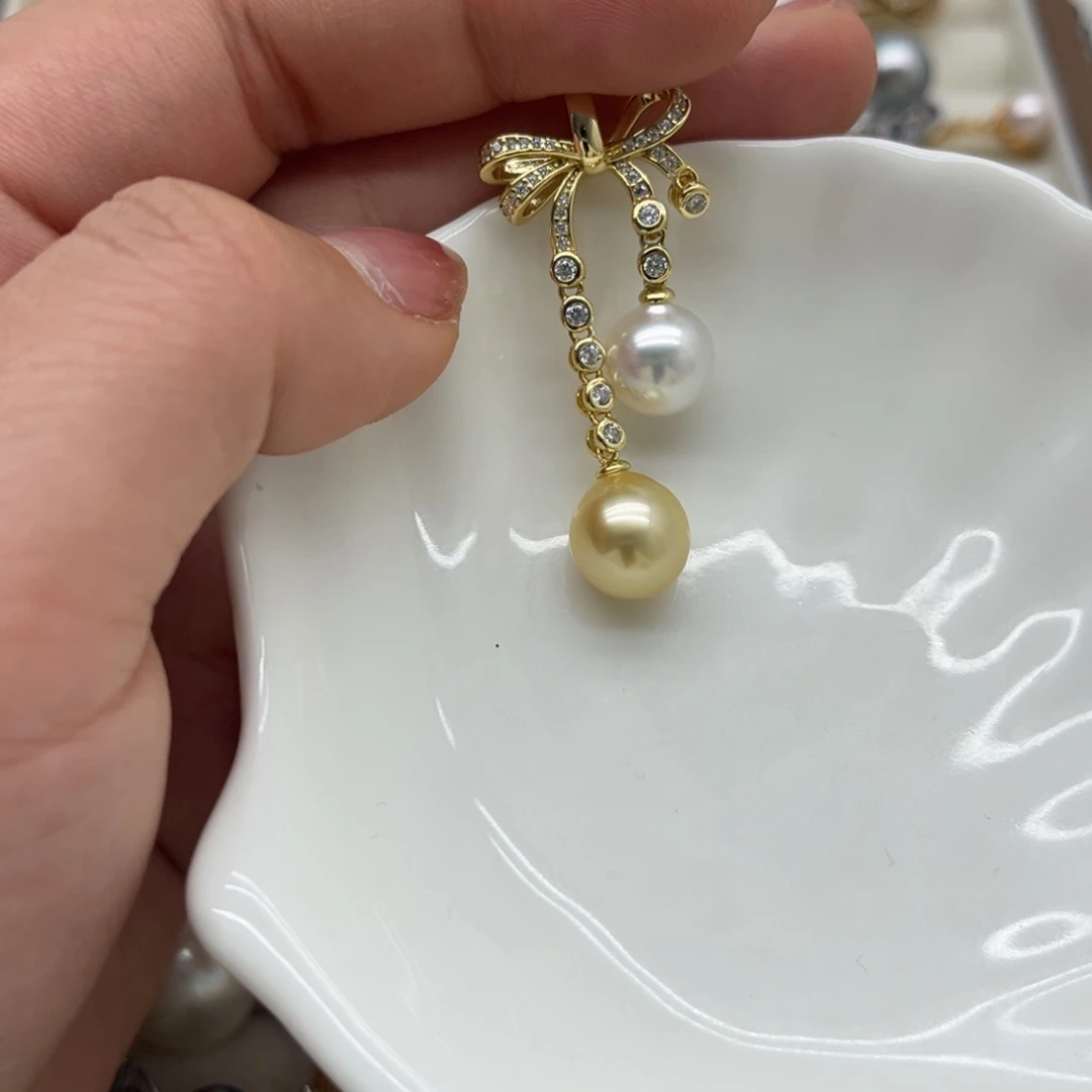 银S925镶嵌吊坠(不含链)海水珍珠