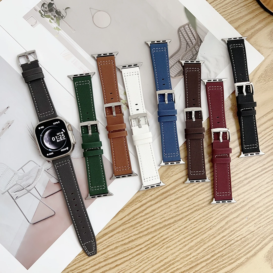 适用苹果手表AppleWatch飞行员皮革表带iWatchs11SE/Ultra3商务风