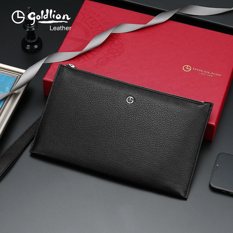 【金利来正品】男士商务鹿皮荔枝纹多功能手拿包新年送礼