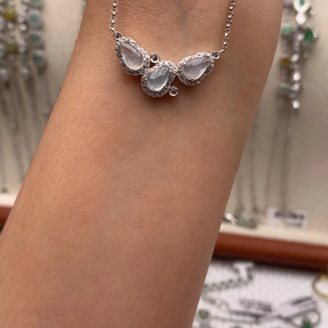 翡翠银S925镶嵌戒指项链