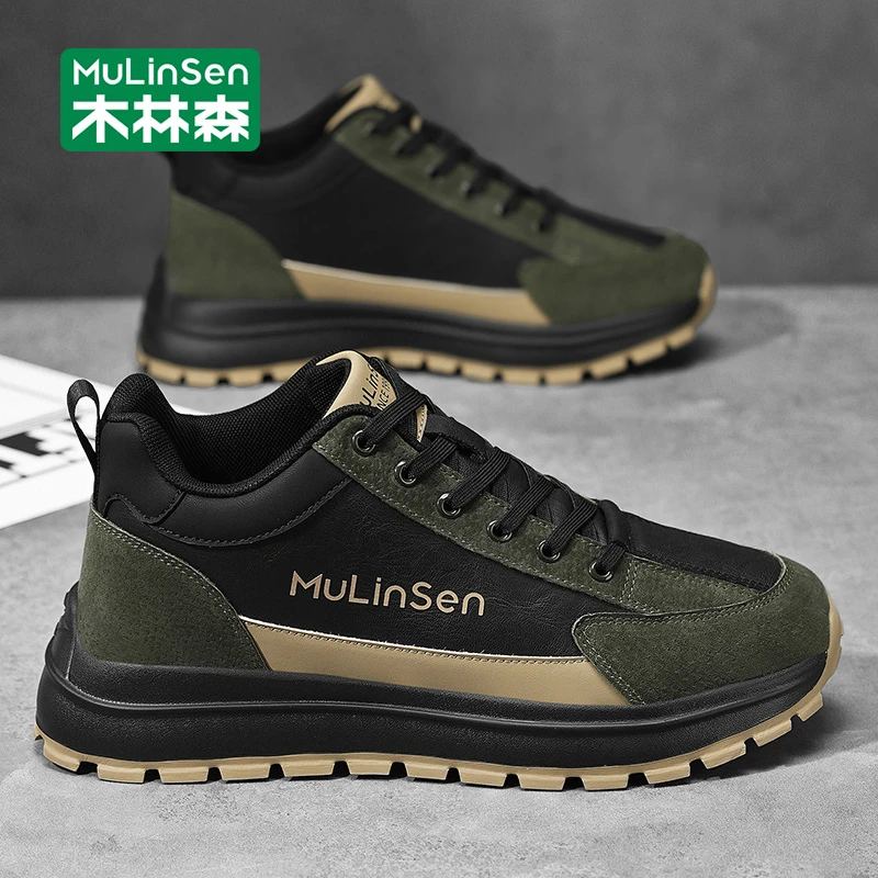 木林森高帮运动男鞋2025新款秋季中帮厚底老爹鞋增高休闲板鞋潮鞋