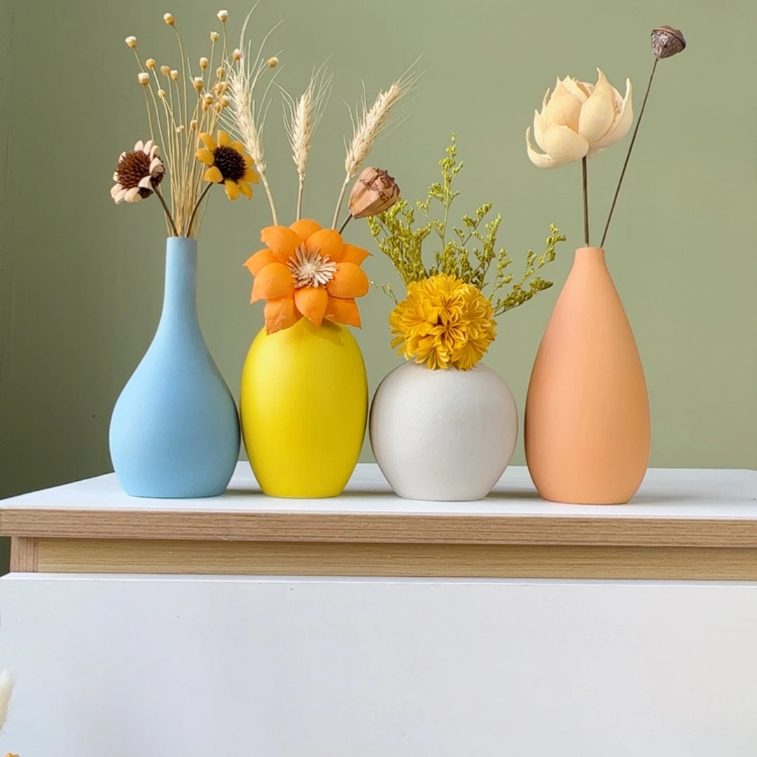 瓷片陶瓷花瓶带花高度20-30厘米