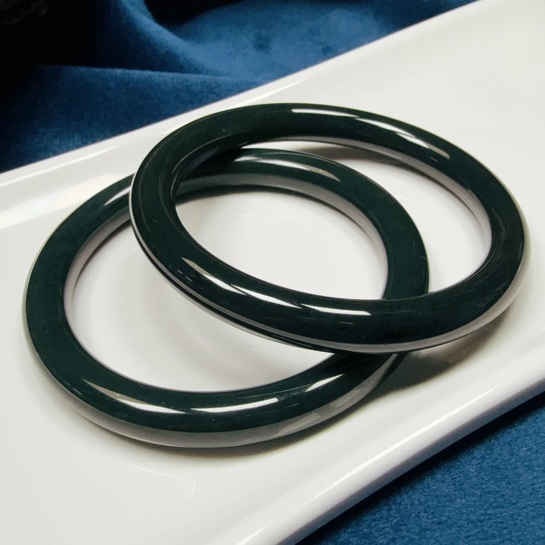 【伟伟鉴定】和田玉 青玉圆条镯子 54+(多样性发货发一件)条宽 7+