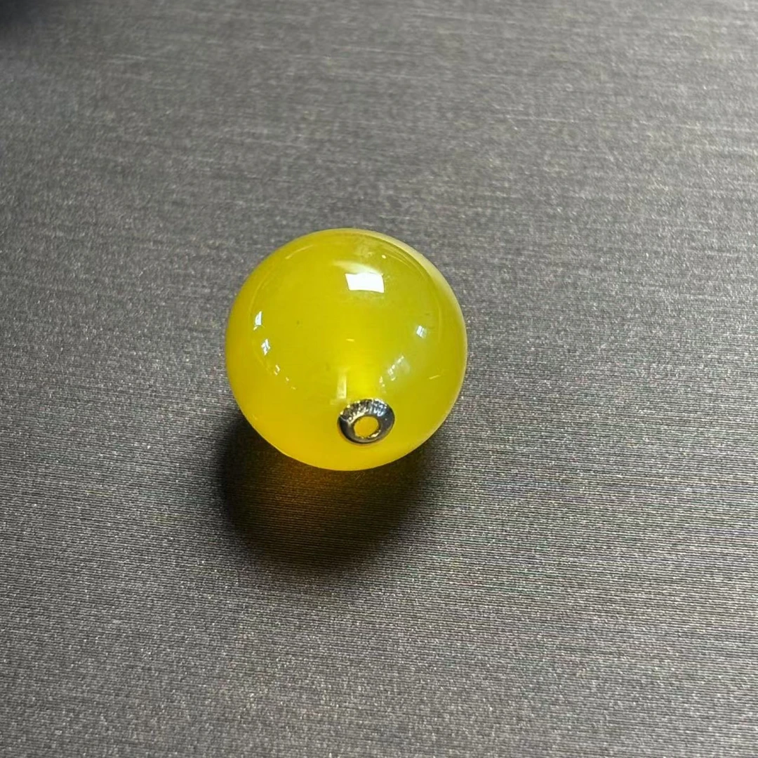 玄黄帝珠黄玛瑙吊坠18K金镶嵌