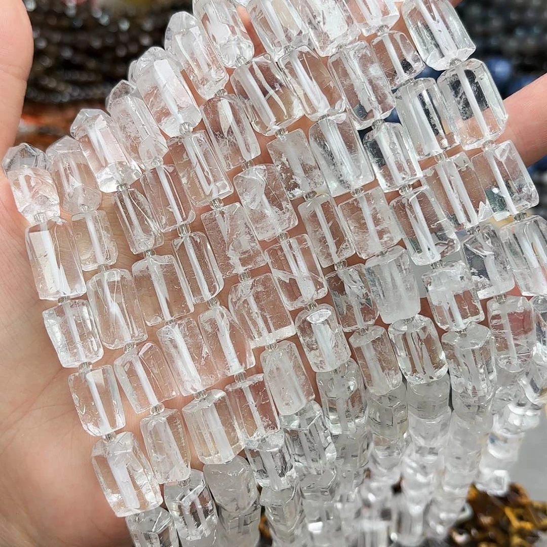 未镶嵌玛瑙/玉髓珠宝半成品12×14白水晶柱子一条