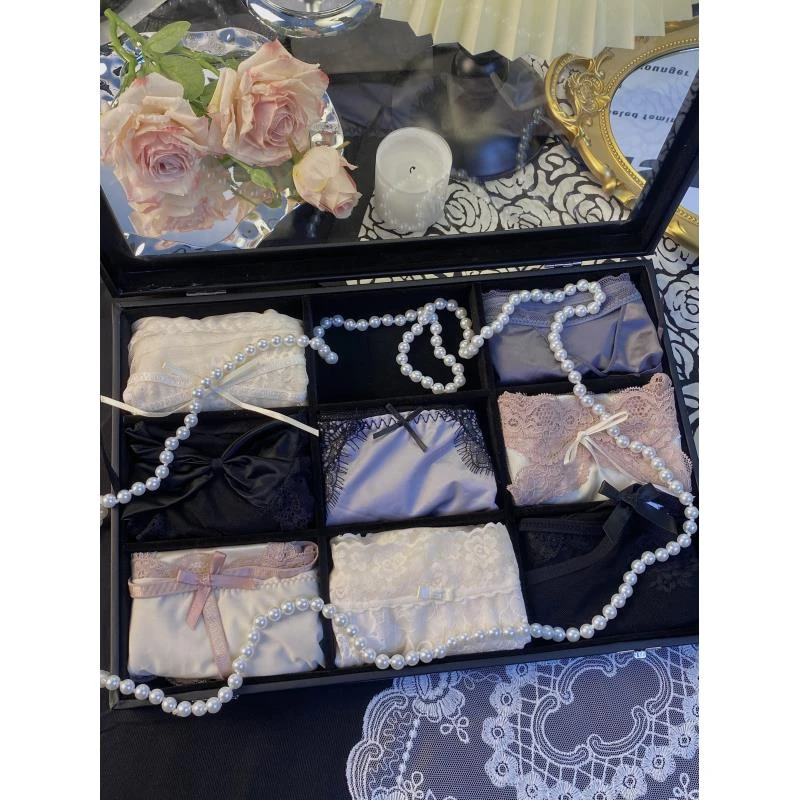 8条装 倾国倾城女士轻奢法式蕾丝内裤时尚性感中腰低腰无痕舒适