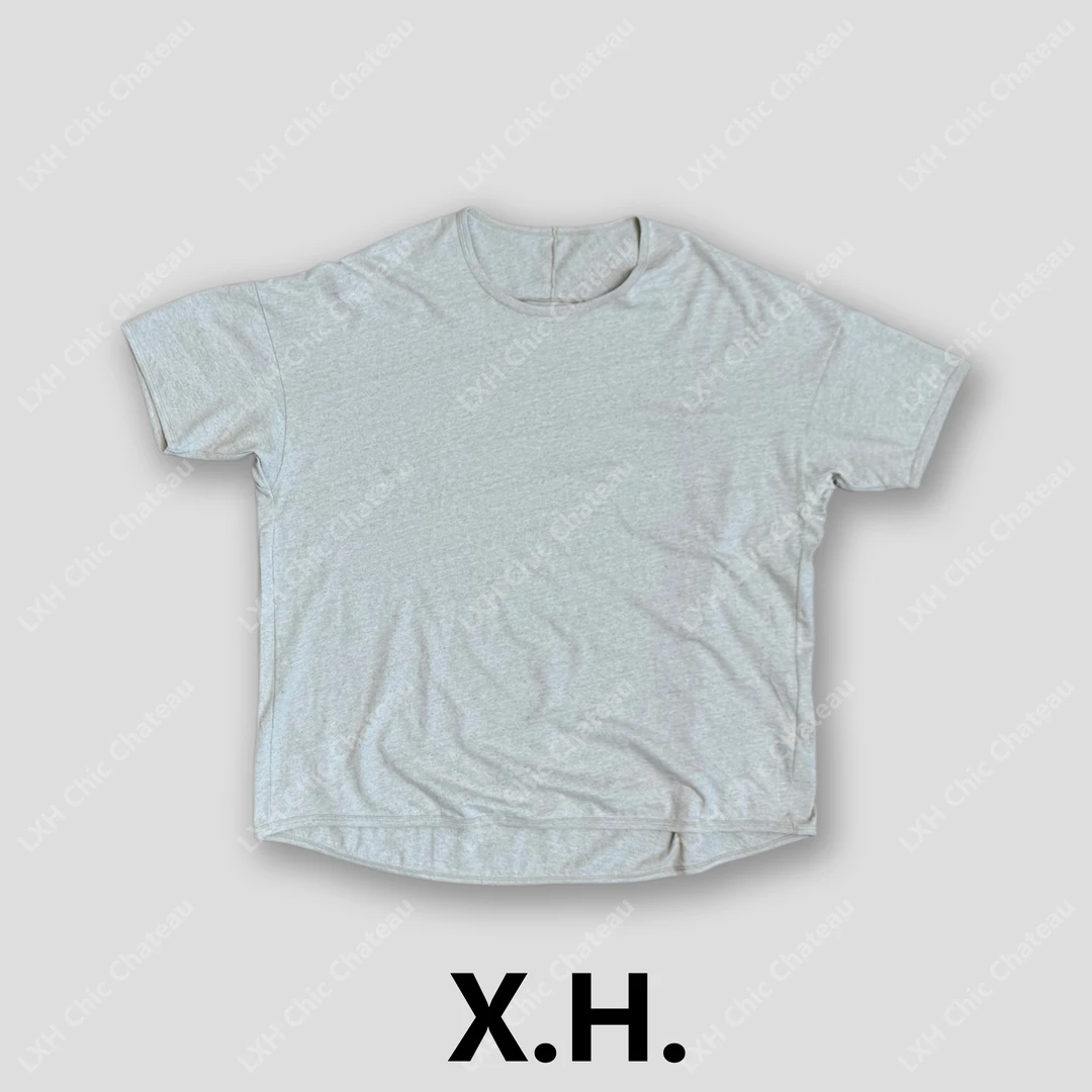 【刘小黑】芝麻点亚麻舒适随意百搭圆领懒人T恤