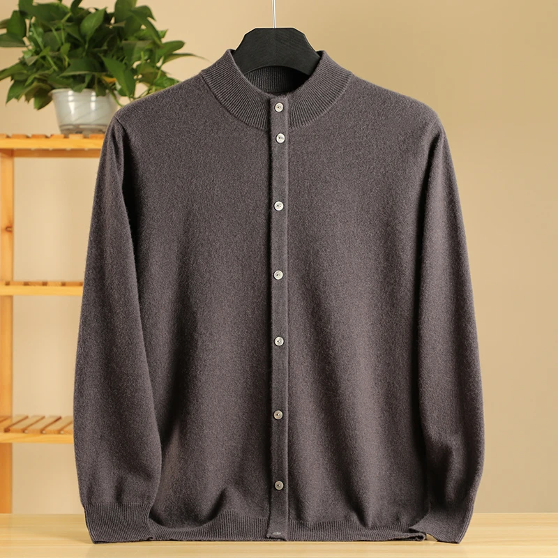 2306男士半高领秋冬针织衫纯色时尚加厚保暖长袖山羊绒