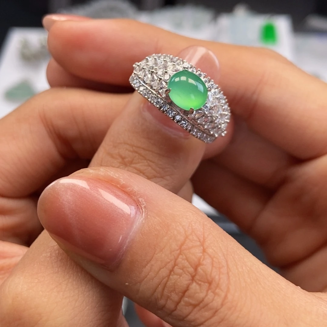 翡翠戒指银S925镶嵌