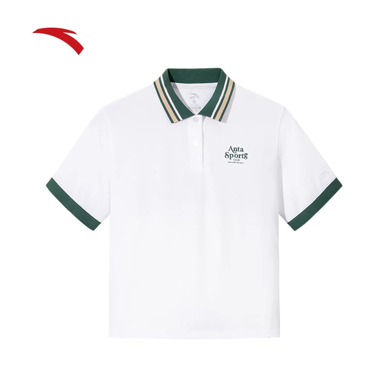 安踏休闲POLO衫女夏季新款网球短T学院风翻领短袖针织衫162528157