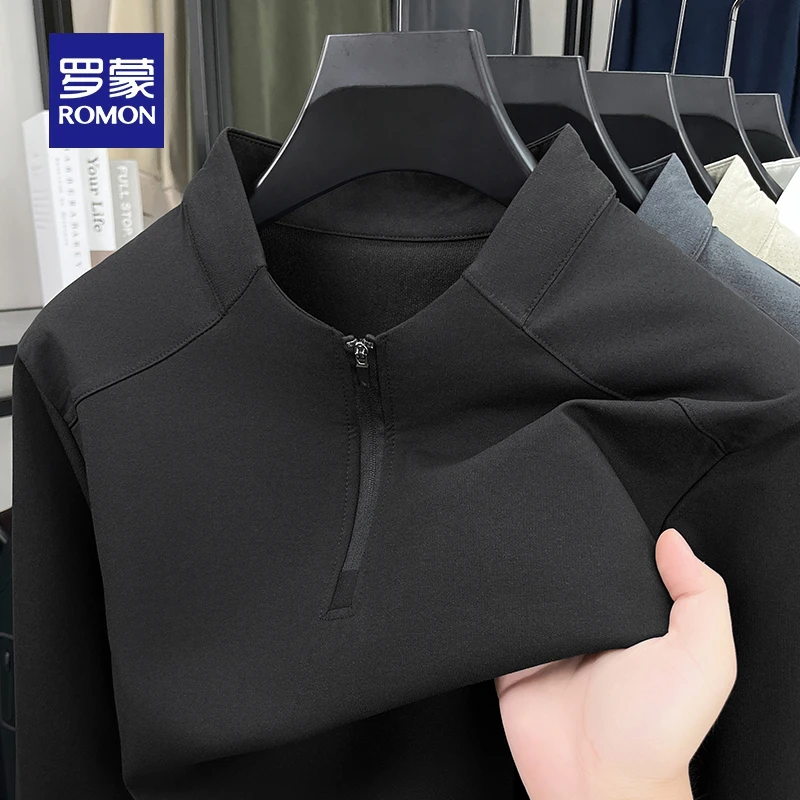 罗蒙半拉链卫衣男士男款新款春秋季长袖t恤立领休闲打底衫上衣男