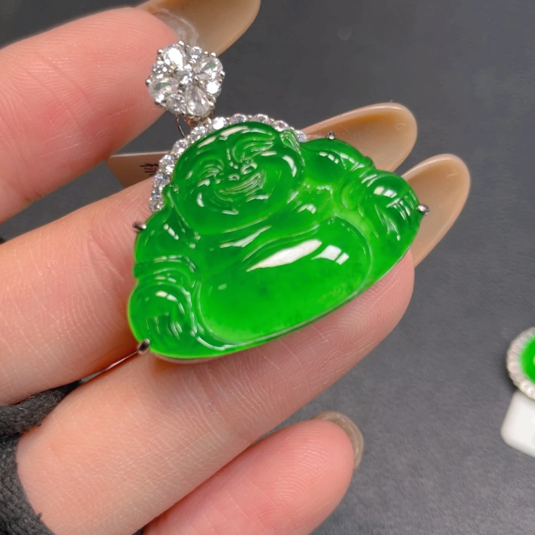 翡翠银S925镶嵌吊坠(不含链)