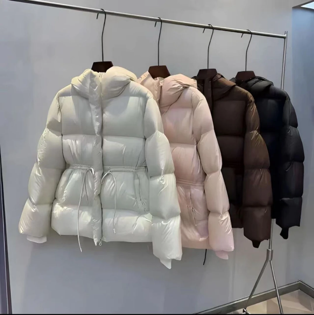 时尚巴黎走秀款,！韩系风收腰连帽加厚羽绒服