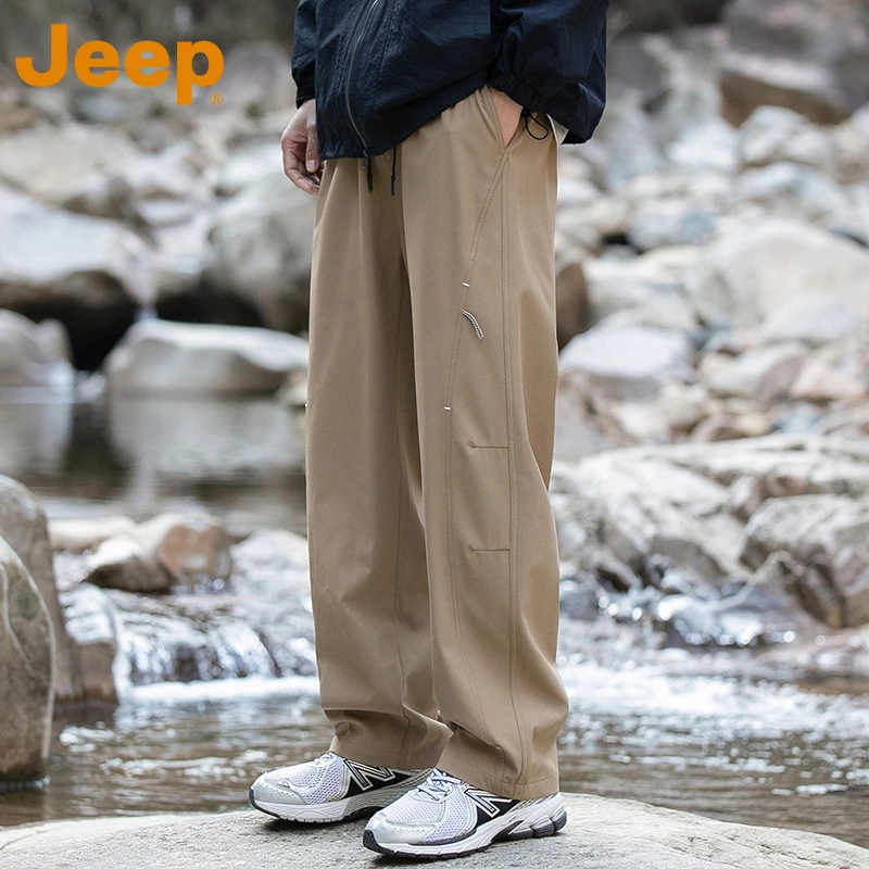 JEEP吉普休闲裤男款春秋款2025新款宽松百搭直筒机能裤子
