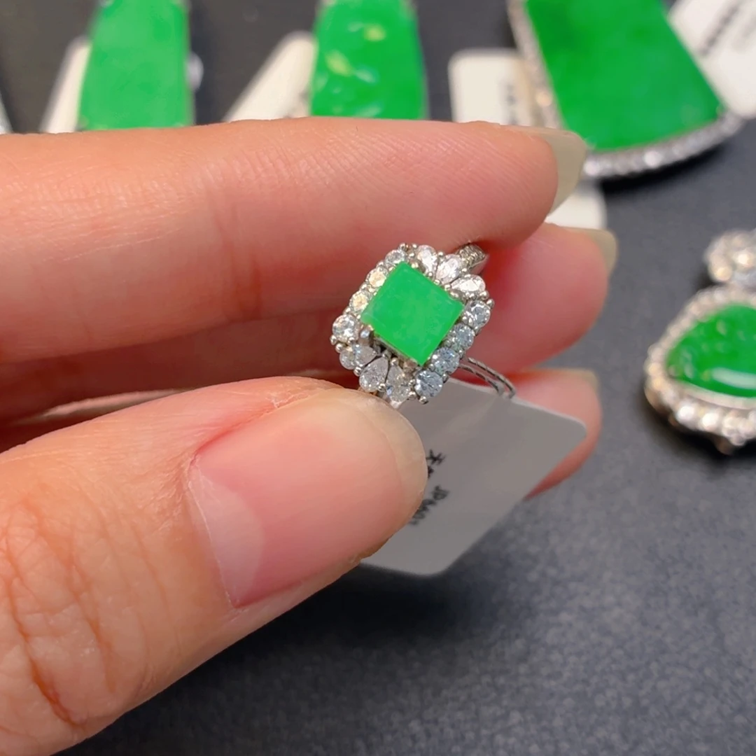 翡翠银S925镶嵌吊坠(不含链)戒指