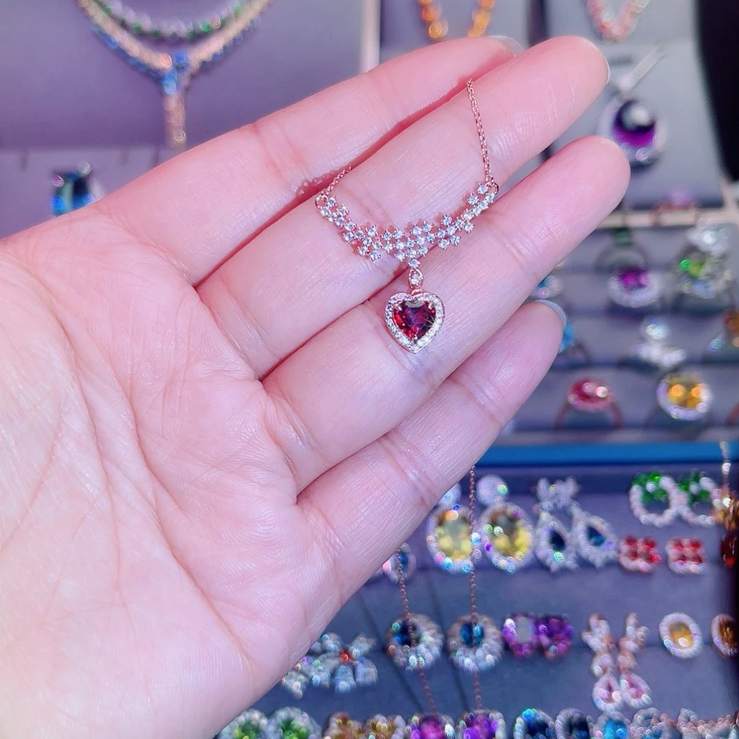 颈饰银S925镶嵌石榴石