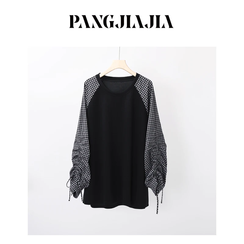 【胖佳佳】鲨鱼裤伴侣T 秋季时尚格外拼接长袖上衣女H625Z16963