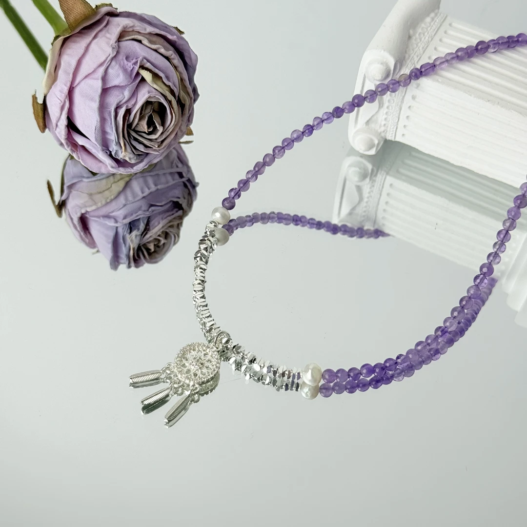 【梦想成真】紫水晶项链3mm面小仙多样性发其一