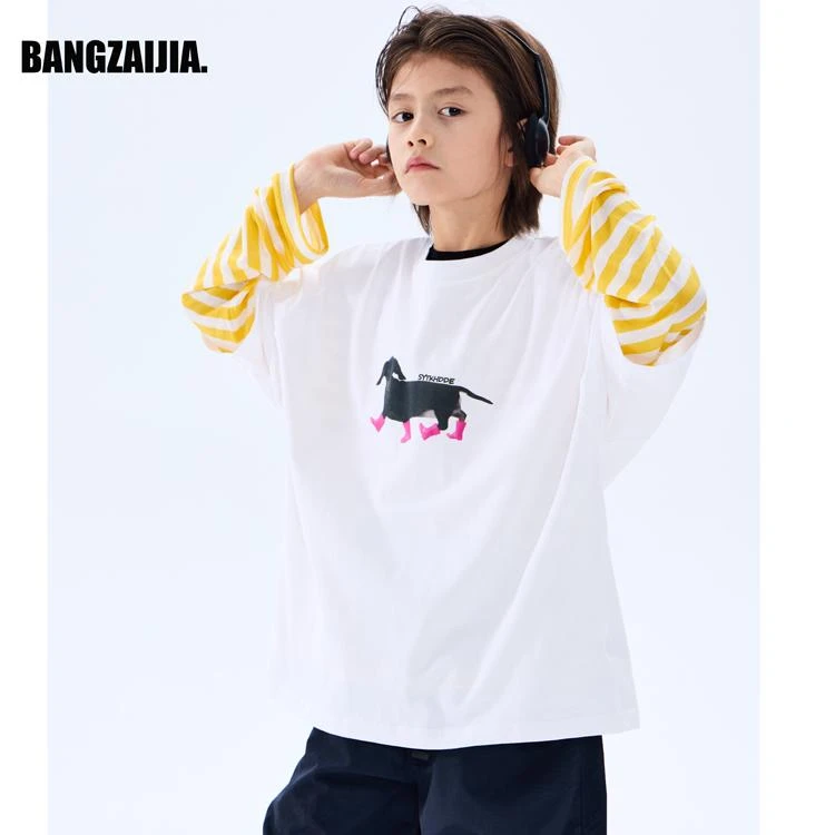 2025男童春秋日系儿童百搭时髦印花短袖T恤