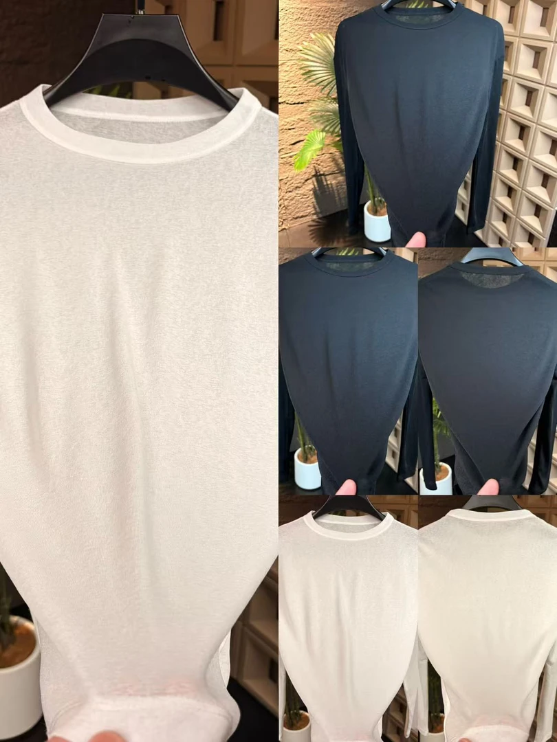 【轻奢】夏季男士宽松大码超薄休闲百搭纯色长袖防晒圆领T恤