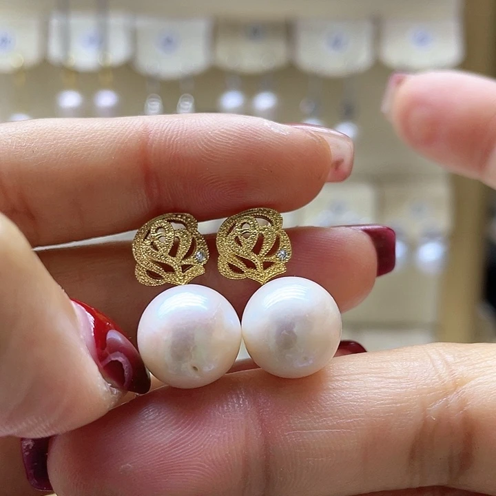 淡水珍珠耳饰银S925镶嵌