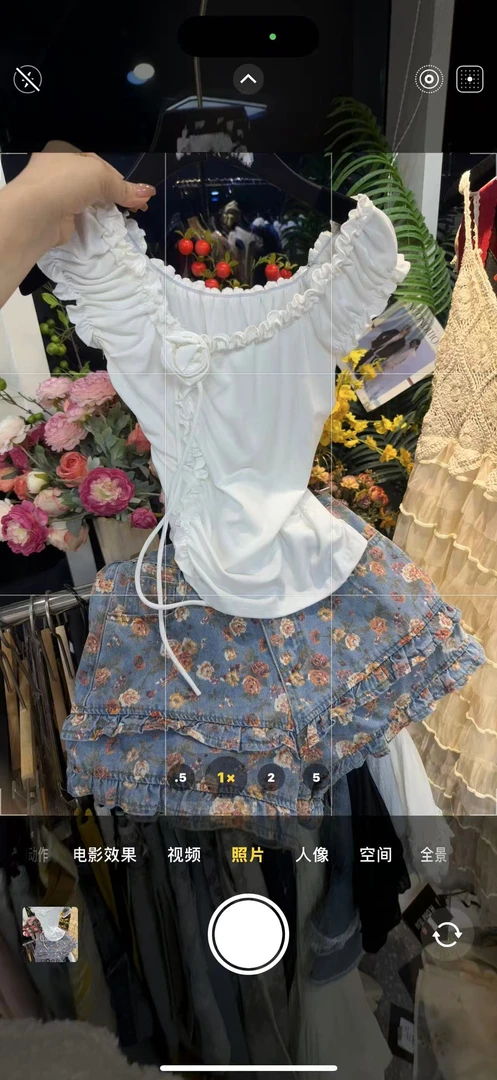 TY STUDIO汤圆韩版新款蓝色花牛仔短裤