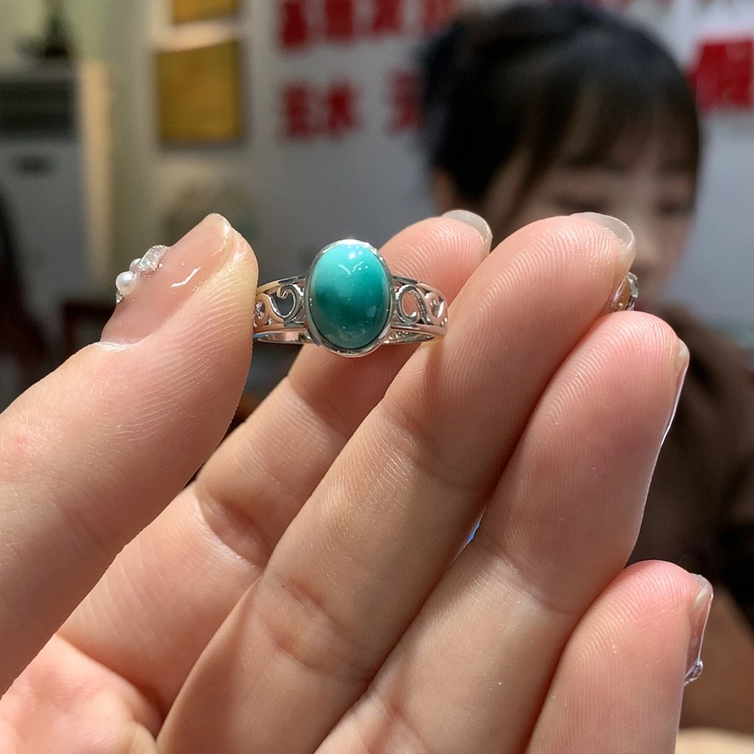 绿松石戒指银S925镶嵌