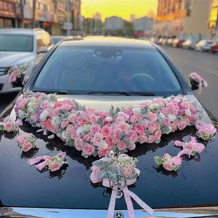 【爱意满满】单个粉色系求婚结婚专属婚车接亲婚车装饰布置装饰婚车装饰花可送货上门婚车车头花